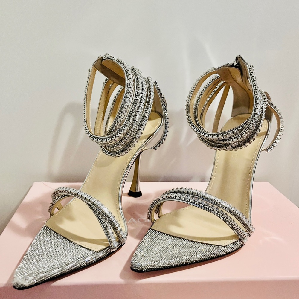 MATCH & MATCH Gaia Crystal-Embellished Metallic Leather Sandals